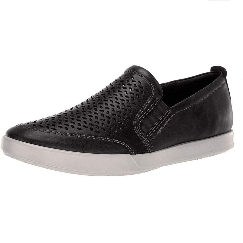 ECCO Black leather COLLIN 2.0 perforated Slip-On (Euro 42)